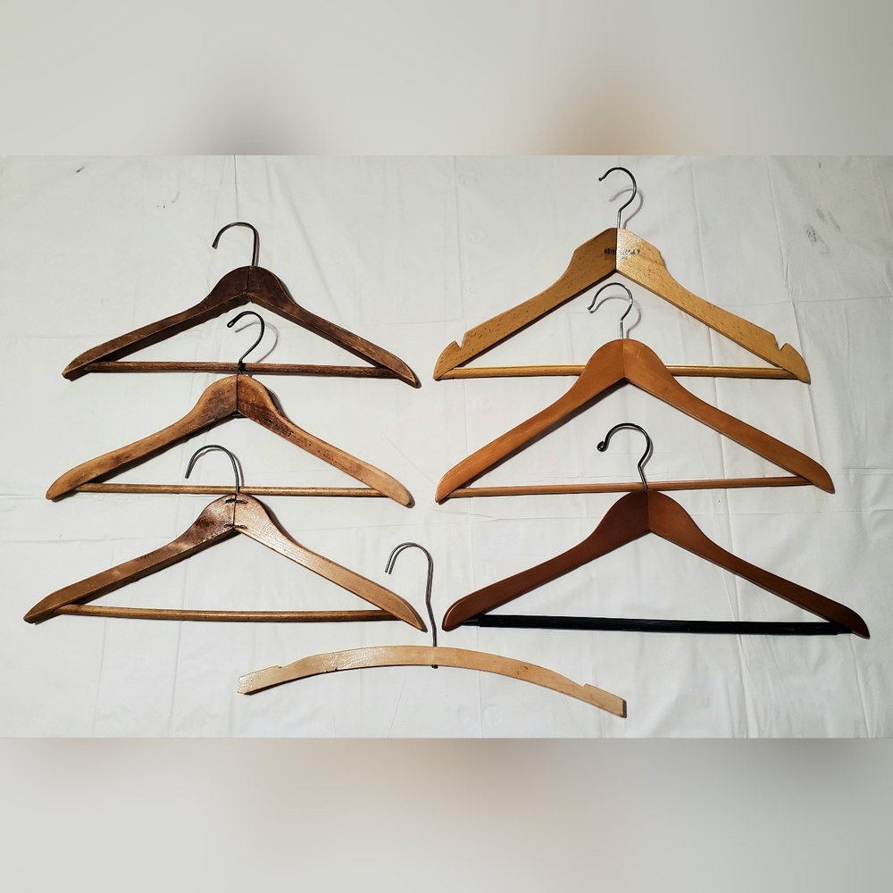 Lot of 7 Vintage Wood Hangers